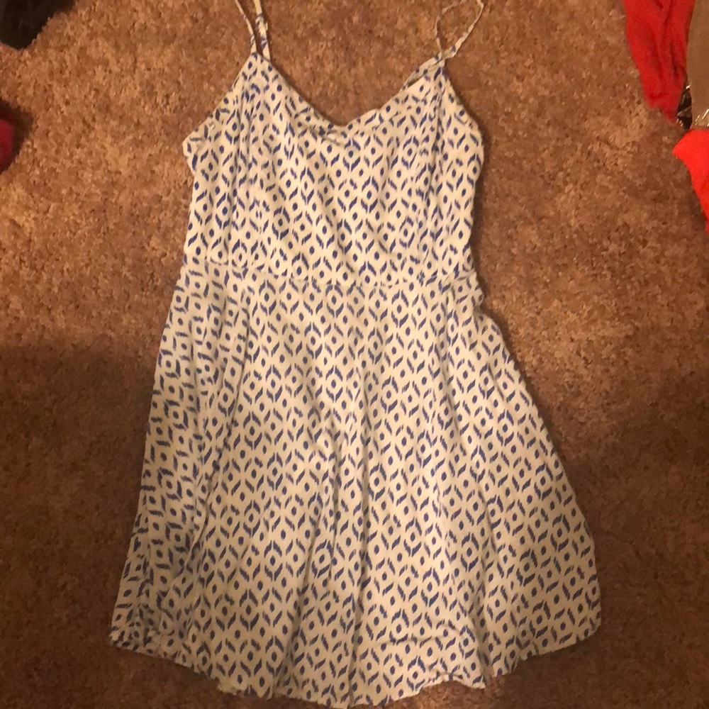 Blue and white spaghetti strap, loose dress